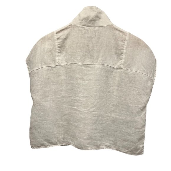 Banana Republic Cap Sleeve Crop Linen Top, White, XS - Picture 6 of 7